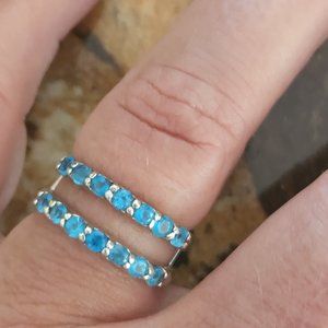 Neon Apatite Ring Guard/Wrap in Sterling Silver